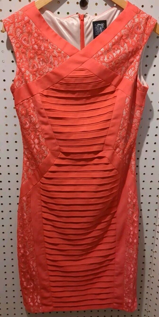 Jax Sleeveless Dress Size 6 Floral Lace Orange